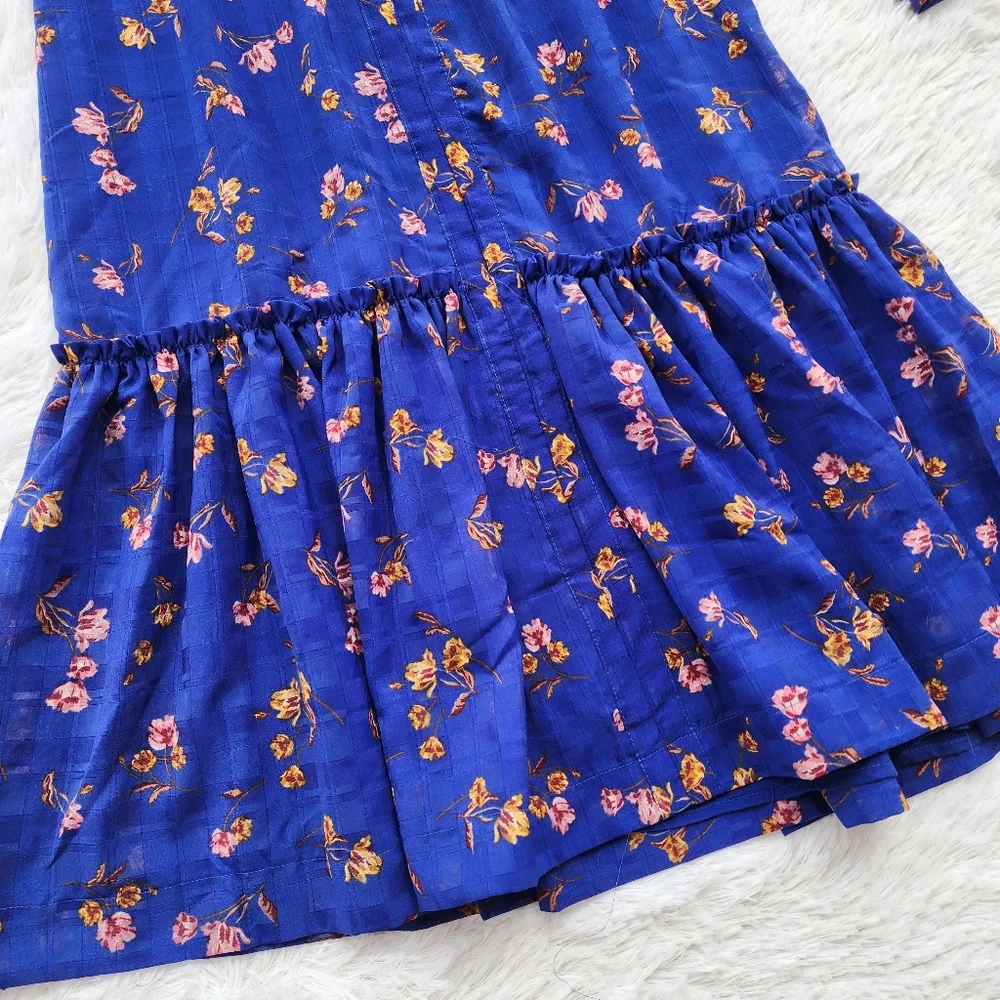 Draper James RSVP Blue Floral Long Sleeve Midi Dress - Picture 6 of 9